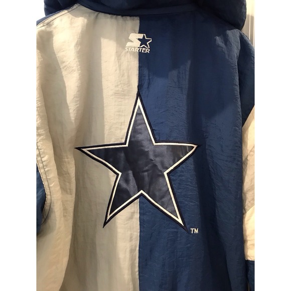 Vintage 90s NFL Dallas Cowboys Starter Zip Up Hooded Jacket Coat Size Large - Picture 7 of 16